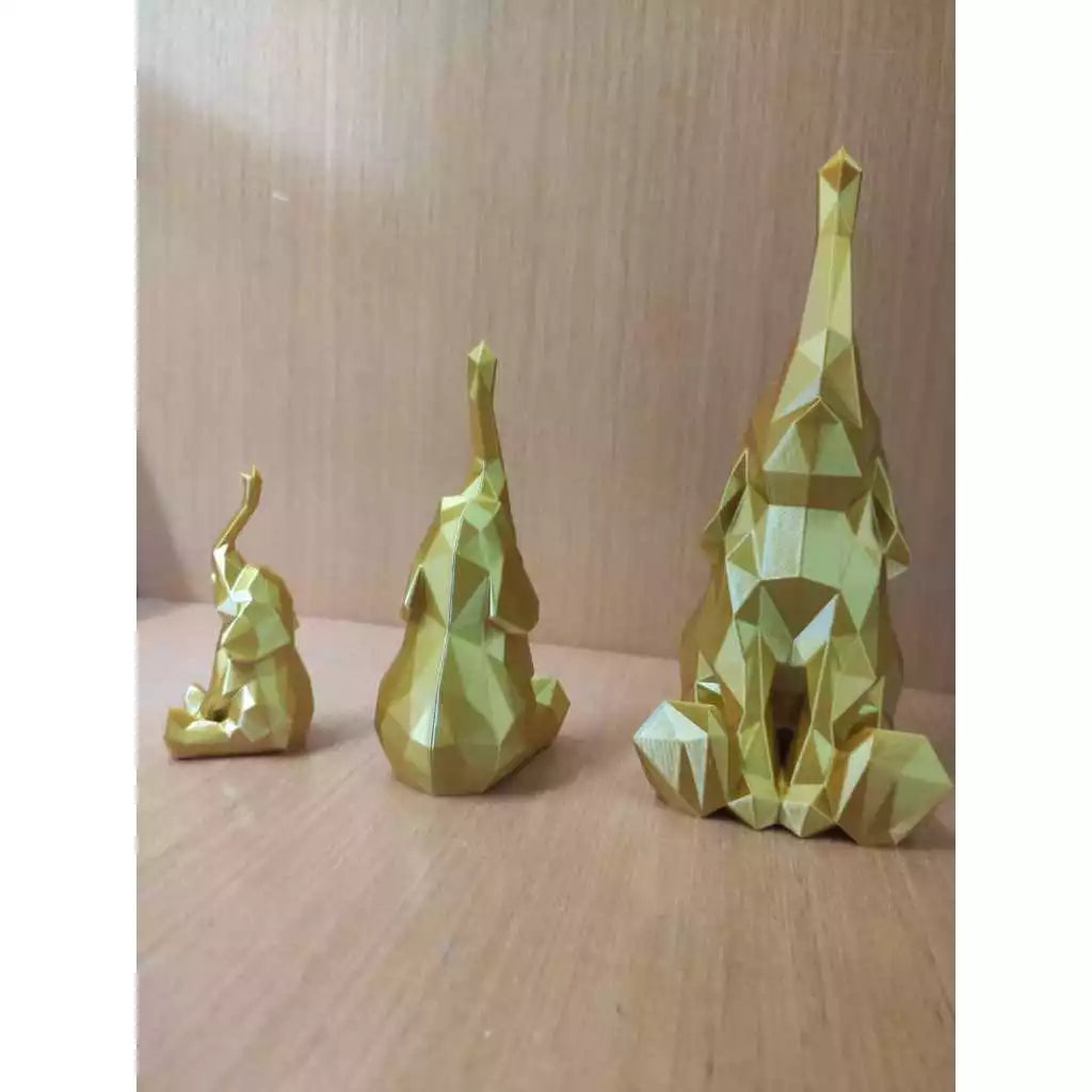 🐘Trio de Elefantes Decorativos 3D Geométricos – Estilo Moderno, Feng Shui, Sorte e Elegância para Casa