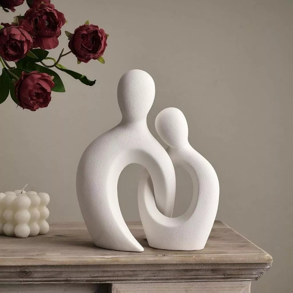 Estátua Casal Encaixe Nórdico Abstrata Branco Preto Para Casa Decoração, Sala De Estar, Escritório, Para Casa