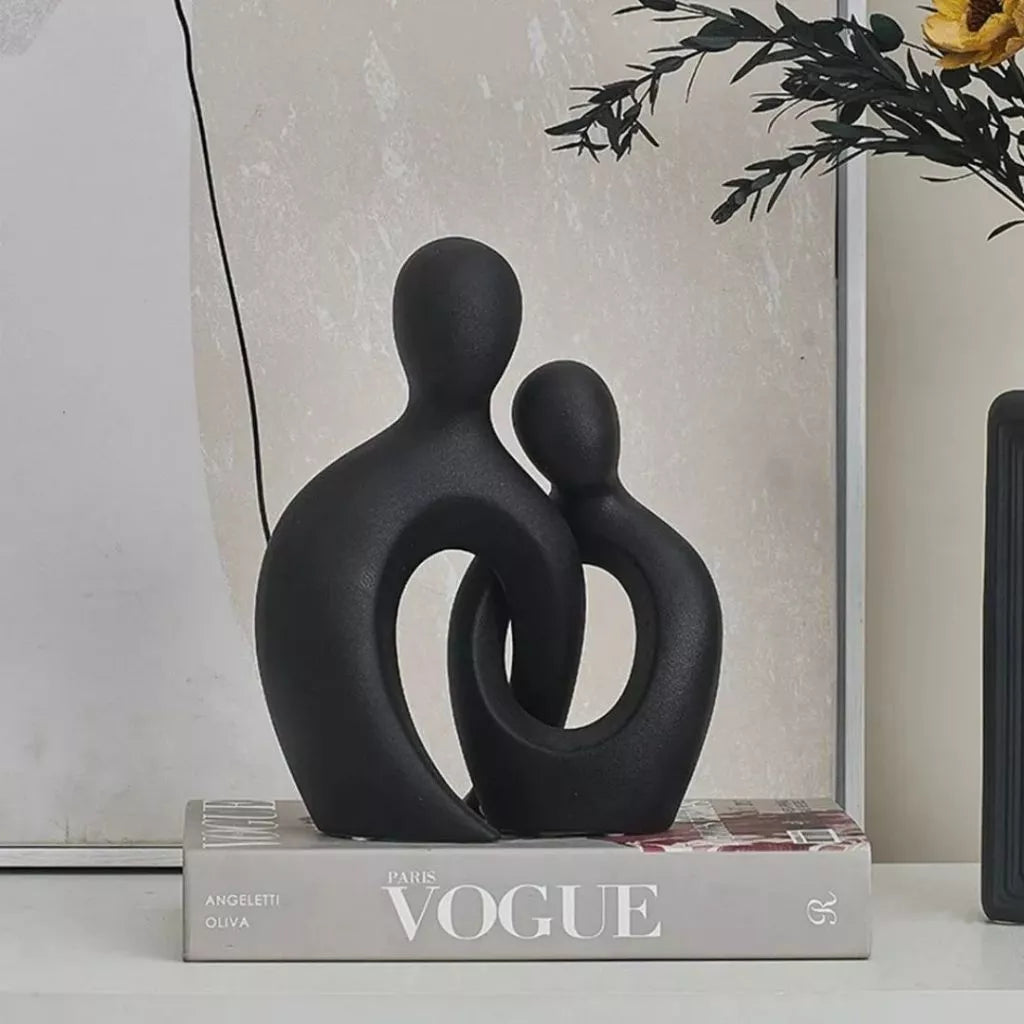 Estátua Casal Encaixe Nórdico Abstrata Branco Preto Para Casa Decoração, Sala De Estar, Escritório, Para Casa