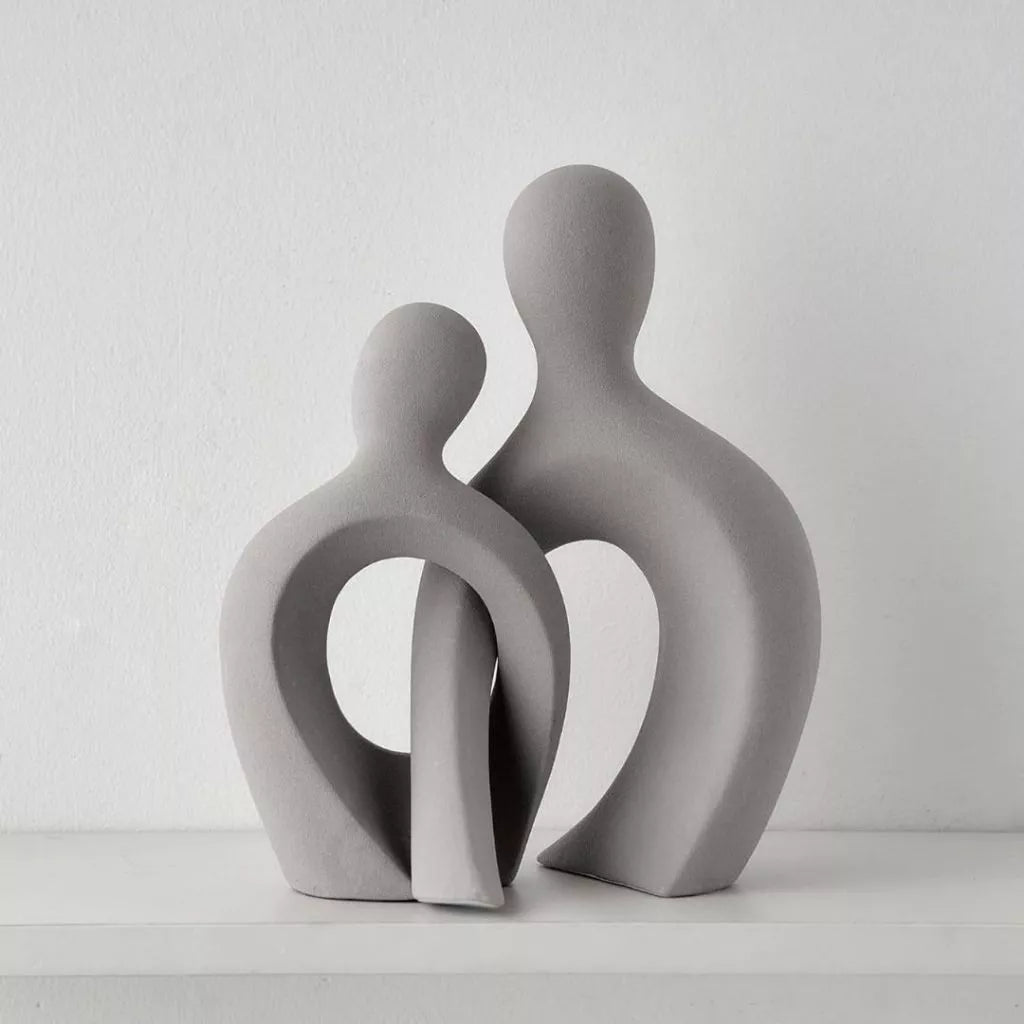 Estátua Casal Encaixe Nórdico Abstrata Branco Preto Para Casa Decoração, Sala De Estar, Escritório, Para Casa