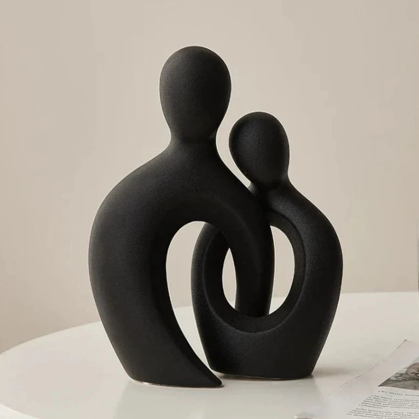 Estátua Casal Encaixe Nórdico Abstrata Branco Preto Para Casa Decoração, Sala De Estar, Escritório, Para Casa