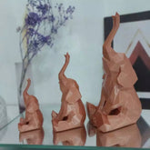Trio de Elefantes Decorativos 3D Geométricos