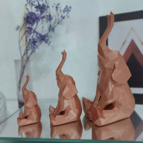 🐘Trio de Elefantes Decorativos 3D Geométricos – Estilo Moderno, Feng Shui, Sorte e Elegância para Casa