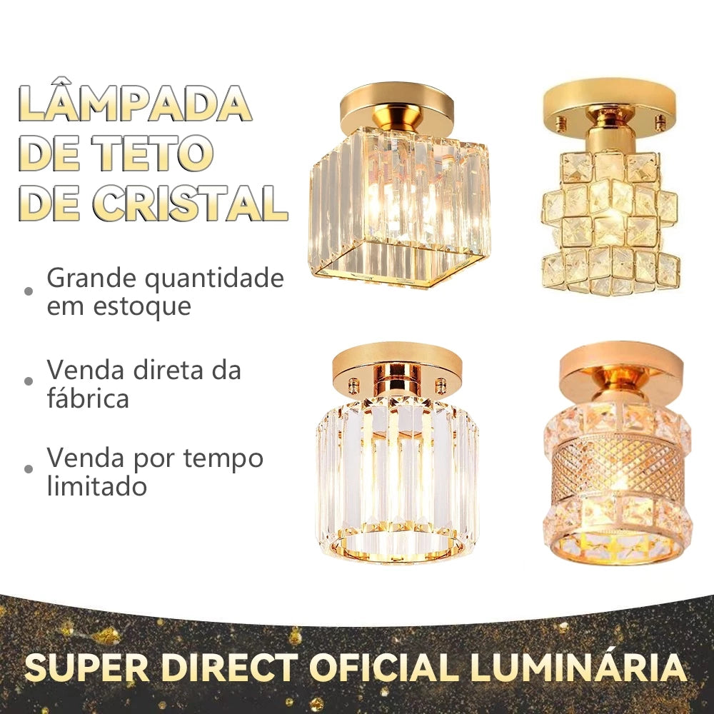 Lâmpada Led Moderna Para Corredor Com LumináRia De Teto De Cristal Para Corredor, Varanda 3 Cores 85V-256V