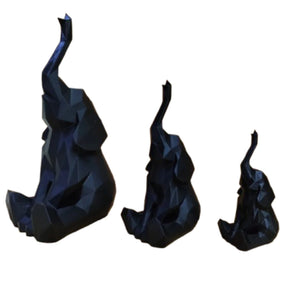 🐘Trio de Elefantes Decorativos 3D Geométricos – Estilo Moderno, Feng Shui, Sorte e Elegância para Casa