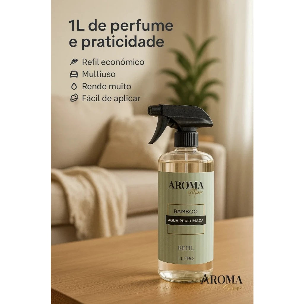 Água Perfumada 1 litro para Lençóis, Roupas e Tecidos + Borrifador