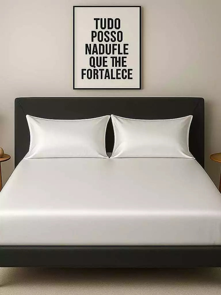 Conjunto LuxPink - Jogo de Lençol em Seda Cetim + Fronhas