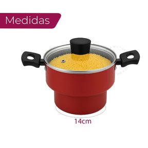 Cuscuzeiro Enjoy Antiaderente 14cm com Tampa de Vidro - Vermelho