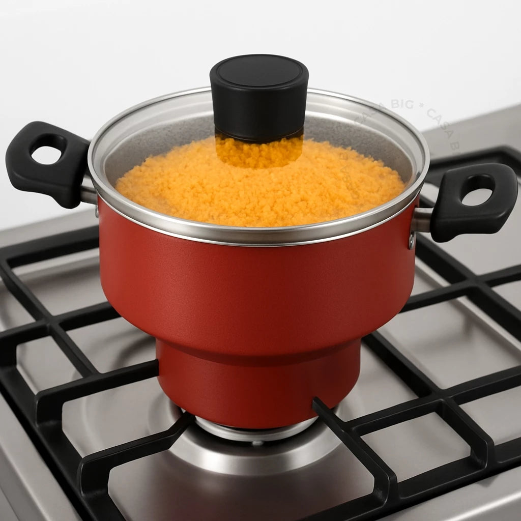 Cuscuzeiro Enjoy Antiaderente 14cm com Tampa de Vidro - Vermelho