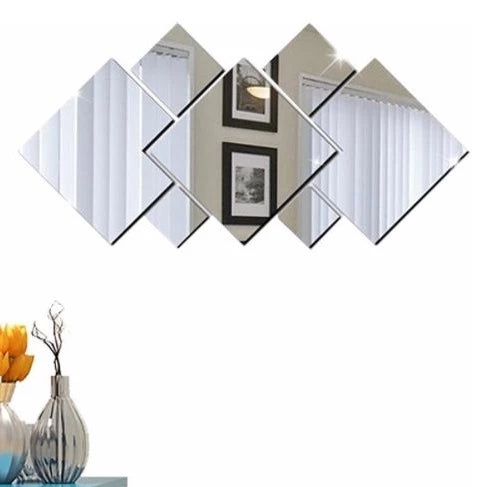 Espelho Acrílico Decorativo Quadrados 7 Peças P20 Promoção