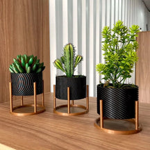 Trio de Mini Vasos Cachepot com Suporte