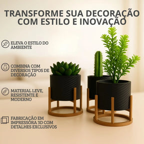 Trio de Mini Vasos Cachepot com Suporte